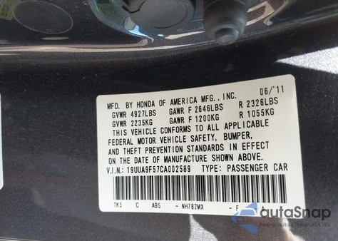 2012 Acura Tl 3.7 из США, поврежденный, VIN 19UUA9F57CA002589